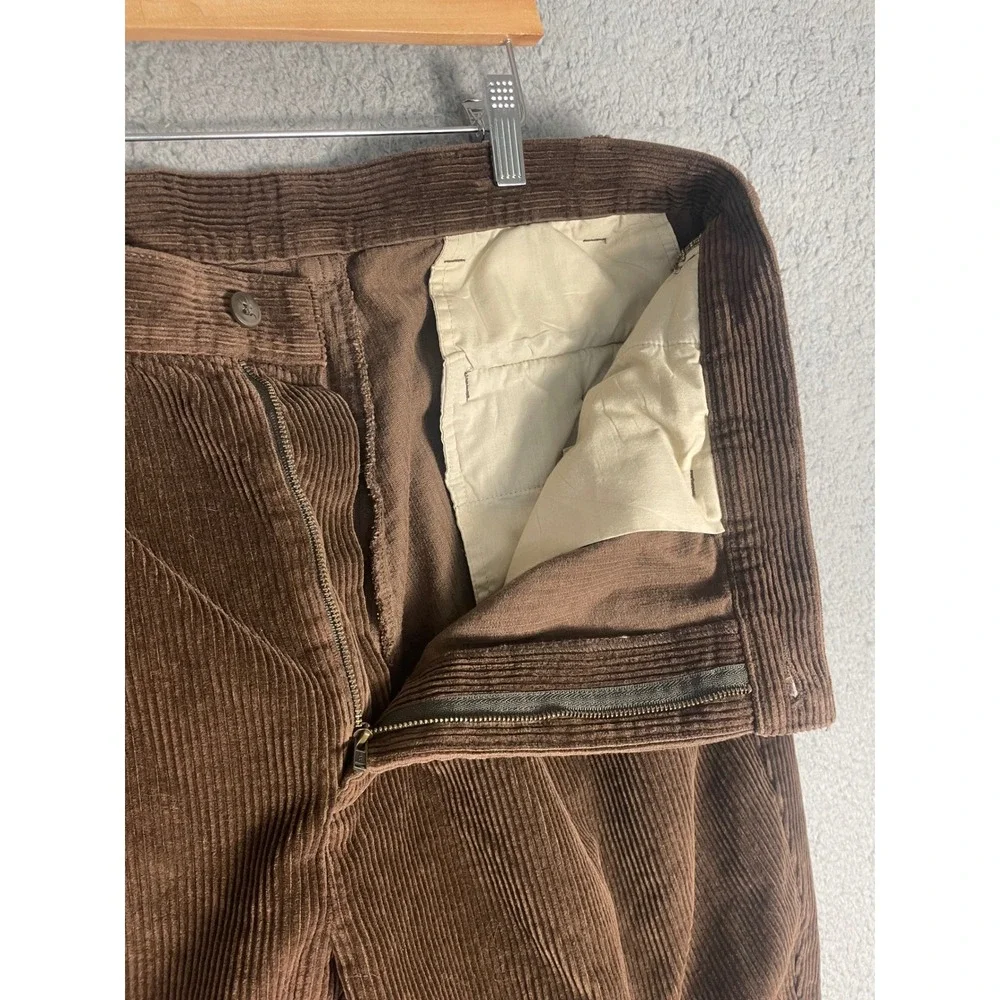 Jos A Bank Mens Brown Wide Wale Corduroy Pants 36x30 Pleated Vintage Trouser
